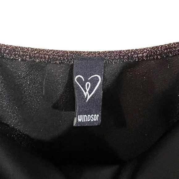 Windsor Dress Size Medium Pink and Black Sparkle Spaghetti Straps Side Slit - Picture 8 of 8